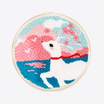 펀치 니들 DIY 만들기 원형 키트, 03_동물, PH188.핑크빛 꽃사슴