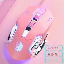 DFMEI 마우스 유선 음소거 게임 기계 게임 빛나는 악화 USB 컴퓨터 노트북, F5 뮤트(기계식 핑크), 마우스 + 마우스 패드