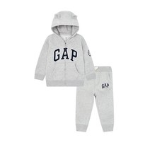 GAP Kids ★갭22년 FALL★ [베이비 남아 0-24개월] 로고 패치 이어 후드 집업 세트 - 멜란지 그레이