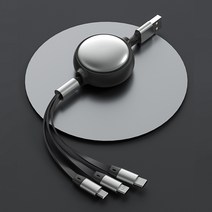 doseon 멀티 3in 1 스마트폰 USB 고속충전케이블 120cm, 블랙, 1개