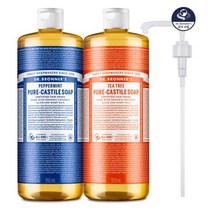 닥터브로너스 퓨어 캐스틸 솝 950ml 2종(향선택+펌프), 아몬드 950ml_라벤더 950ml