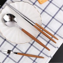 리암 커트러리 6style 양식기 디너 스푼 포크 나이프 젓가락 디저트 홈카페, 골드브라운