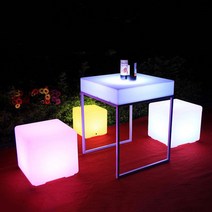 LED 큐브 의자 테이블 조명 야외 정원 루프탑 파티 테라스 클럽 의자, 리모컨 칠색 + 60x60x60cm