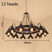 미국의 샹들리에 농촌 로프트 철 복고풍 산업 바람 레스토랑 의류 매장 냄비 인터넷 카페 보트, 01 220V, 03 12heads without bulb