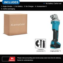 슬라이딩각도절단기 멀티커터기 고속절단기 KamoleeM14 125MM100MM 5 인치 브러시리스 무선 앵글 그라인더 18500RPM 4 단 절단 마끼다 18V 배터리와 호환 가, No Battery Carton+100mm US
