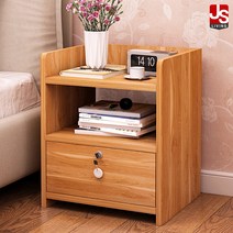 제이에스리빙 열쇠 잠금장치 협탁 침대 옆 미니 원목 엔틱 침실 거실 우드 선반 사이드테이블 수납장 인테리어 전면 서랍장 1단 2단 이오넬