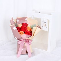 땡땡이비누장미꽃다발(+쇼핑백 증정) 어버이날 스승의날 성년의날 장미 비누꽃 선물, 레드