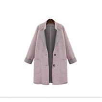 울100코트 느슨한 여성 모직 코트 가을 겨울 캐주얼 윈드 브레이커 Mid-Long 싱글 브레스트 기본 혼합 자켓 겉옷