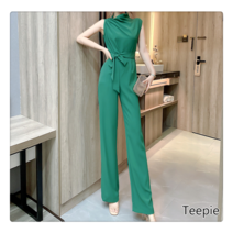 티피/Teepie 여성 하이넥 조거 민소매 점프슈트 워크팬츠