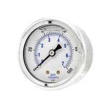 충전 센터 백 마운트 압력 게이지 2팩 5.1cm(2인치) 다이얼 0100 PSI 0.3cm(1/8인치) 수 NPT 연결 스테인리스 스틸 케이스 베젤 (2)