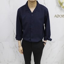 아도르클래식 스트라이프 라이트 9컬러 노카라 여름 파자마 시원한 셔츠