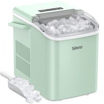 Silonn Countertop Ice Maker Machine with Handle Portable Makers Makes up to 27 lbs. of Per Day 9, 녹색