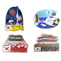 국내산 한국전통 커플캐릭터 관광지 한복 메탈 냉장고자석(4개) 외국인선물 한국기념품 전통공예품 외국유학생 홈스테이선물 민예품 Korea Souvenir or gift