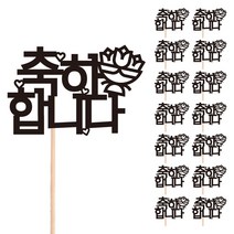 비비드레인 꽃다발 화분 떡 케이크 장식 데코 메세지픽, 24-축하합니다(15개)