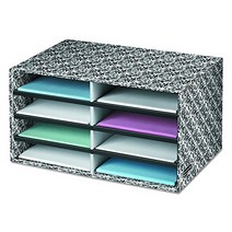 Bankers Box Decorative Eight Compartment Literature Sorter Letter Black/White Brocade (6171301) nu, 1
