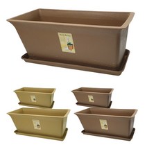 웰빙 직사각 화분 토분느낌 플라스틱화분 2종, 코모AZ쇼핑몰 베이지1호화분받침셋