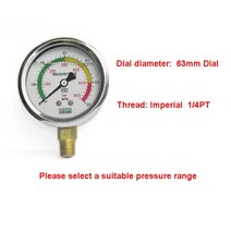 유압 측정 테스트기 테스터 측정기 게이지 14quot 63mm 다이얼 수압 게이지 압력, 0-16mpa