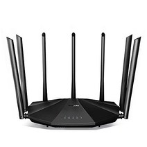Tenda AC23 WLAN 라우터 듀얼 밴드 기가비트 라우터(AC2100 2.4GHz 300Mbps 5GHz 1733Mbps 4X 기가비트 포트 앱 제어 4X4 MU-MIMO 7*6dBi 외부 안테나) 블랙 -13468, AC23-2100Mbps