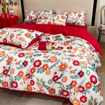 샤오홍슈 틱톡 틱톡 웨딩 디지털 프린트 4종 세트 침대 싱글 침대 삿갓 선물 공장 도매