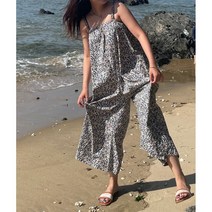 여름 와이드 점프수트 밴딩점프수트 면점프슈트