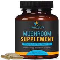 Mushroom Supplement with Lions Mane Reishi Chaga Maitake - Daily Immune Support and Nootropic Bra, 1, 기타