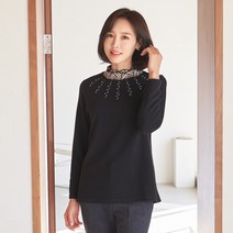 마담4060 엄마옷 기모레이스반폴라티셔츠-XTE211050-