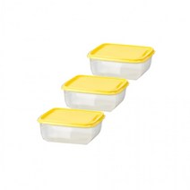 도시락 소스통 프루타 소형반찬통 3개입 PRUTA 이케아 식품보관용기 옐로 0.6L 반찬, 상세페이지 참조
