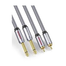 SOUNDFAM RCA to 1/4 Cable，Dual Dual 인치 TS 스테레오 Audio Interconnect 6.35mm RCA/Phono Patch Cable-Grey, 16ft/5M_Dual 6.35MM/2RCA