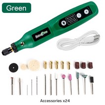 뿌레카 쁘레카 해머 전동 전기 드릴 USB 조각 펜 식 미니 펜 led 로타리 도구, 협동사, 그린-24PCS