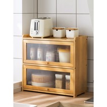 원목그릇정리대 그릇장식장 찬장 주방 수납 진열, [원색] 2층 42cm(창홍 투명문)