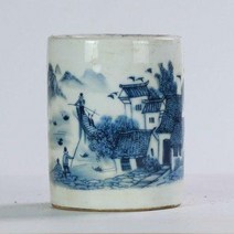 레트로 골동품 도자기장식 민국 거인당제 청화자 강남 수향 도자기 필통 골동품 소품 서재 도자기 골동품 소장