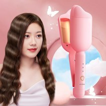 Windee 물결 고데기 36MM 볼륨 펌고데기 물결웨이브 온도조절 오일 코팅 이온 헤어 케어 220V, 핑크