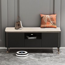 티비다이 거실장 낮은 장식장 수납장, A.블랙+white레더 100 35 50 cm