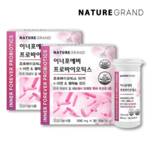 네이처그랜드 이너 포에버 프로 바이오틱스 30캡슐 1개월분 여성 질 유래 장 건강 신 프리 포스트 바이오틱스 유산균 알약 타입, 2박스