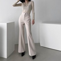 브이와이 여자 하이웨이스트 부츠컷 나팔바지 울모직 슬랙스