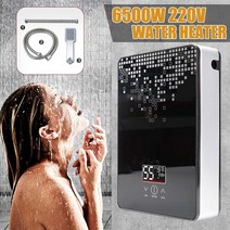 가스온수기 대용량전기온수기 전기온수기상향식 6500w 220v 전기 온수기 욕실 샤워 다목적 가정용 인스턴트 탱크리스 온수기 온도 표시, 검은색