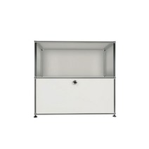 USM 우드 판넬 철제 수납장 1x2 화이트 하단 도어, 레드