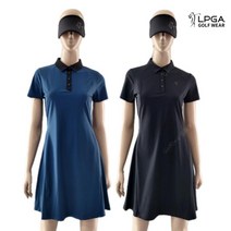 LPGA 골프웨어 여성 펀칭믹스 카라 반팔 원피스 L222TO515P