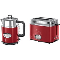 독일배송 러셀 홉스 팝업토스터 RUSSELL HOBBS 레트로 토스트기 굽기 6단계 해동 가열 기능 1300W 빈티지 21680-56, 주전자 + 토스터
