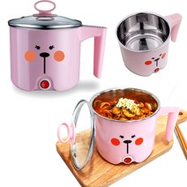 EVERTON하우스 깜찍한 미니라면포트 1.0L 멀티포트 550W 라면 짜장 어묵탕 찌게, 핑크