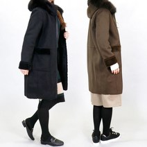 빅 퍼 사이즈 롱 리얼 폭스 후드 알파카 코트 가을 스웨이드 겨울 20대 배색 30대