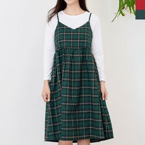 여성의류 여자원피스 원피스 여자 가을패션 A라인 매력적인 체크 어깨끈 원피스