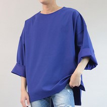 디벨로 남자 스판 라운드 무지 7부 9부 티셔츠 박스 오버핏 긴팔 면티 10컬러