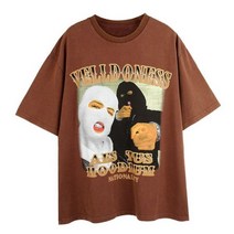 반티 남자 여자 반팔 캐주얼 프린팅 티셔츠 여름 남성 마스크 프린트 레트로 워싱 하이 탑