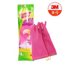 3M 스카치 브라이트 황토 숯 고리형 고무장갑 대형, 대, 대(L)