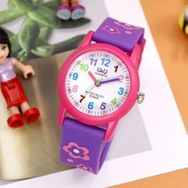 큐앤큐 VR99J-001Y 어린이 시계 퍼플 플라워