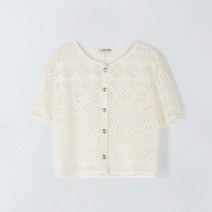 앤클라인 크로쉐 하프 버튼 블라우스 E3MN69