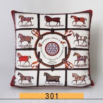 명품 럭셔리 H로고 쿠션 45cm 슈발도리앙 고급 미용실 거실 안방 호텔 북유럽 인테리어 쇼파 말 쿠션, AA