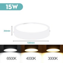 미니 led 천장 조명 220v led 천장 조명 51025w 스팟 led 홈 조명기구 주방 패널 조명 거실 침실, 15w 흰색 12cm, 협력사, 뉴트럴 화이트 4000k