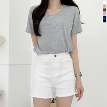 티데일리 여성용 이지심플 U넥 레이온 스판 무지 반팔 티셔츠 (6color)